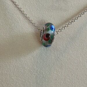 Pandora silver and multi color glass charm